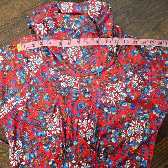 Vintage 60s 70s Red Prairie Floral Bohemian Dream Dress - Picture 10 of 16